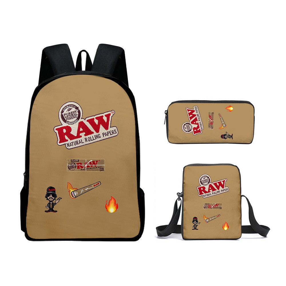 3 PCS Raw Natural Rolling Paper Backpack