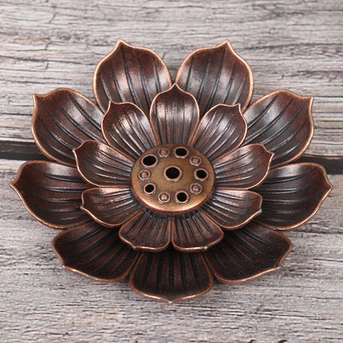 Alloy Incense Burner Stick Holder Plate Buddhism Lotus
