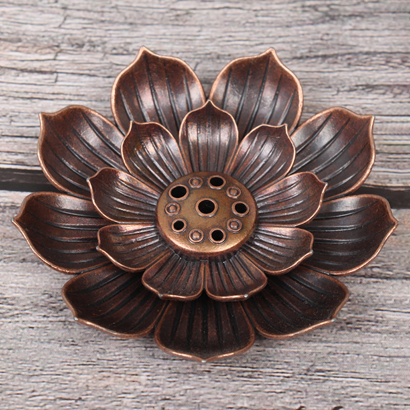 Alloy Incense Burner Stick Holder Plate Buddhism Lotus