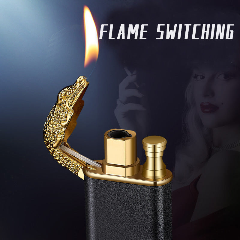 Blue Flame Metal Crocodile Double Fire Dragon Lighter